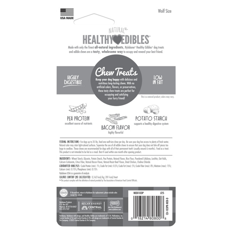 NYLABONE® Healthy Edibles Longer Lasting Bacon - Wolf