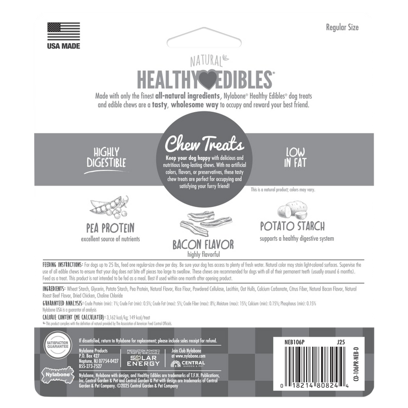 NYLABONE® Healthy Edibles Longer Lasting Bacon - Regular