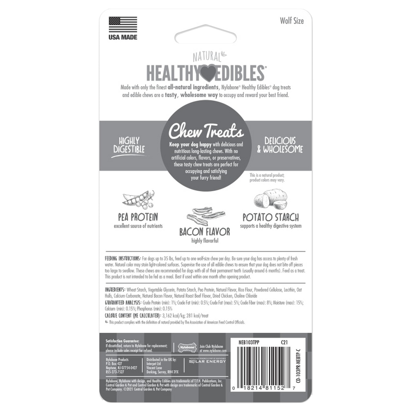 NYLABONE® Healthy Edibles Longer Lasting Bacon - Wolf