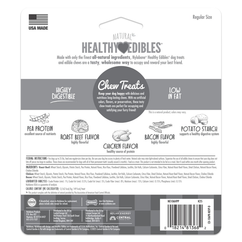 NYLABONE® Healthy Edibles Roast Beef-Chicken-Bacon - Regular