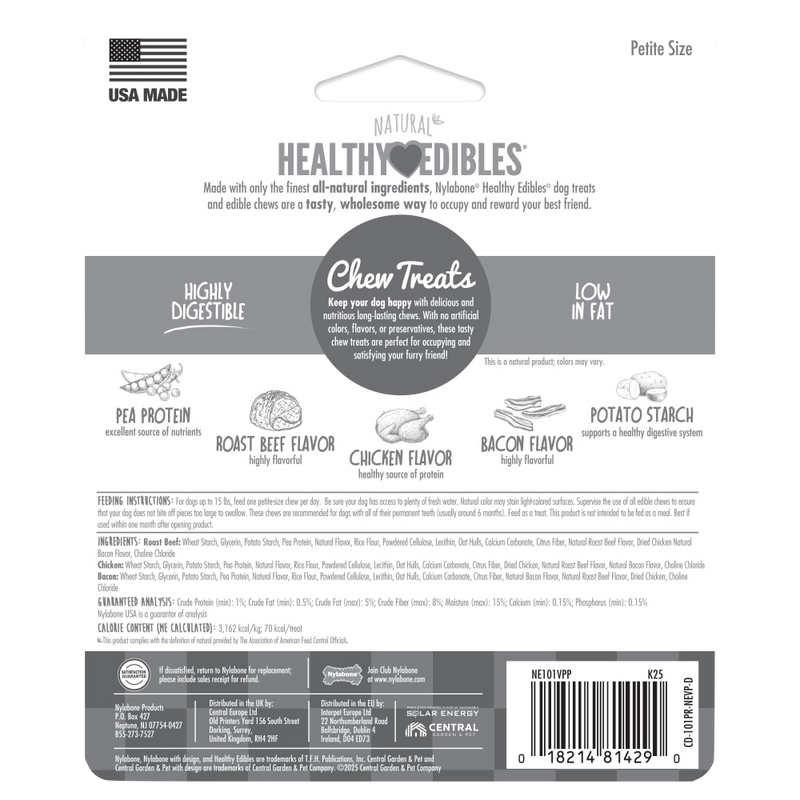 NYLABONE® Healthy Edibles Roast Beef-Chicken-Bacon - Petite