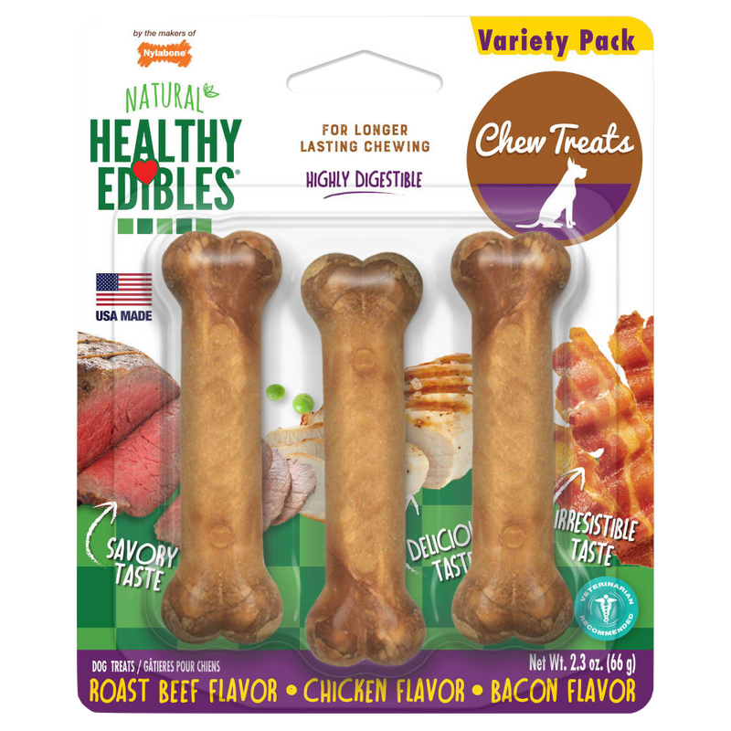 NYLABONE® Healthy Edibles Roast Beef-Chicken-Bacon - Petite