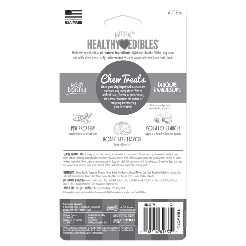 NYLABONE® Healthy Edibles Longer Lasting Roast Beef - Wolf
