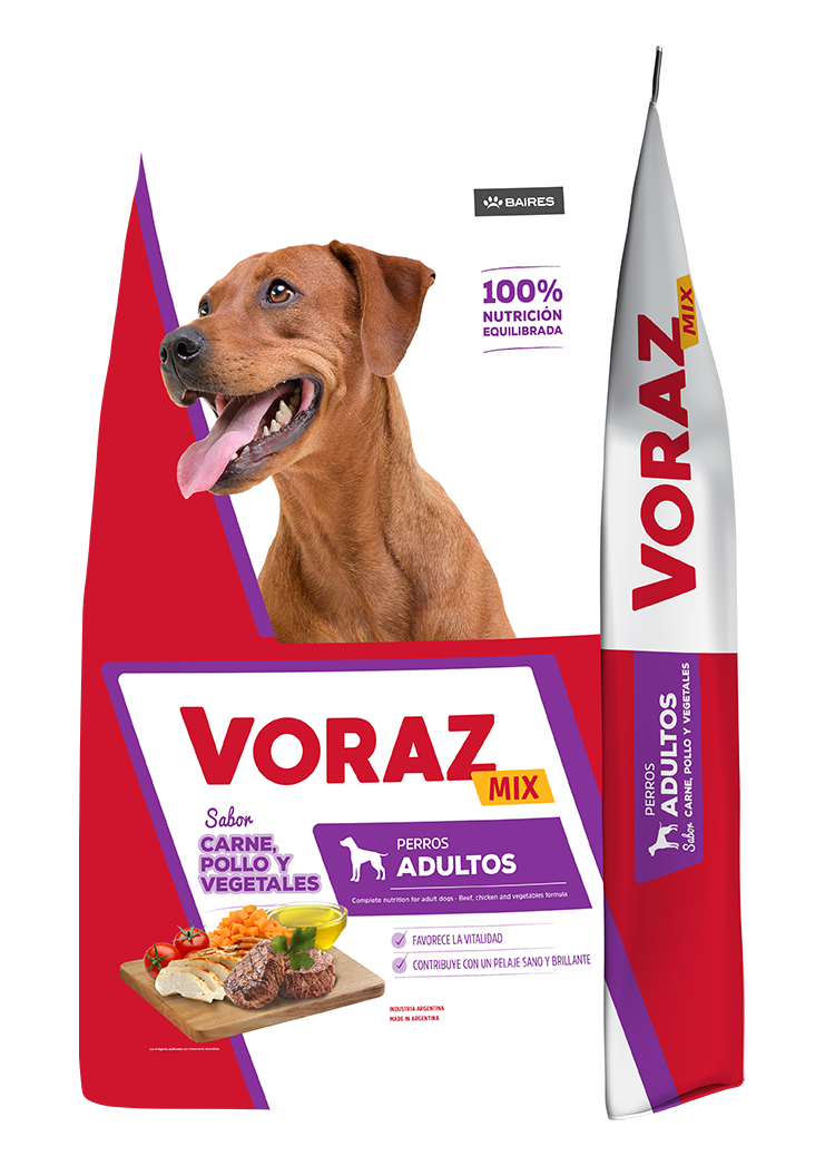 Voraz Mix Alimento Adultos Carne, Pollo & Cereales