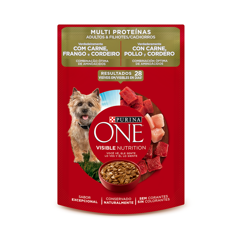 Purina One® Multi proteínas para perro con carne, pollo y cordero