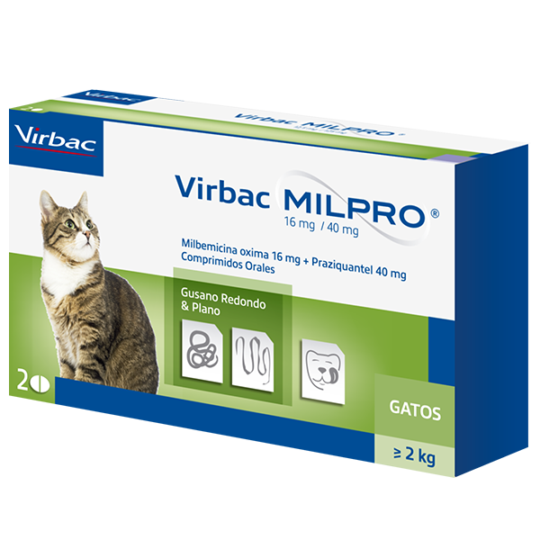 Virbac MILPRO® 16/40 mg Gatos (2 - 10 KG)