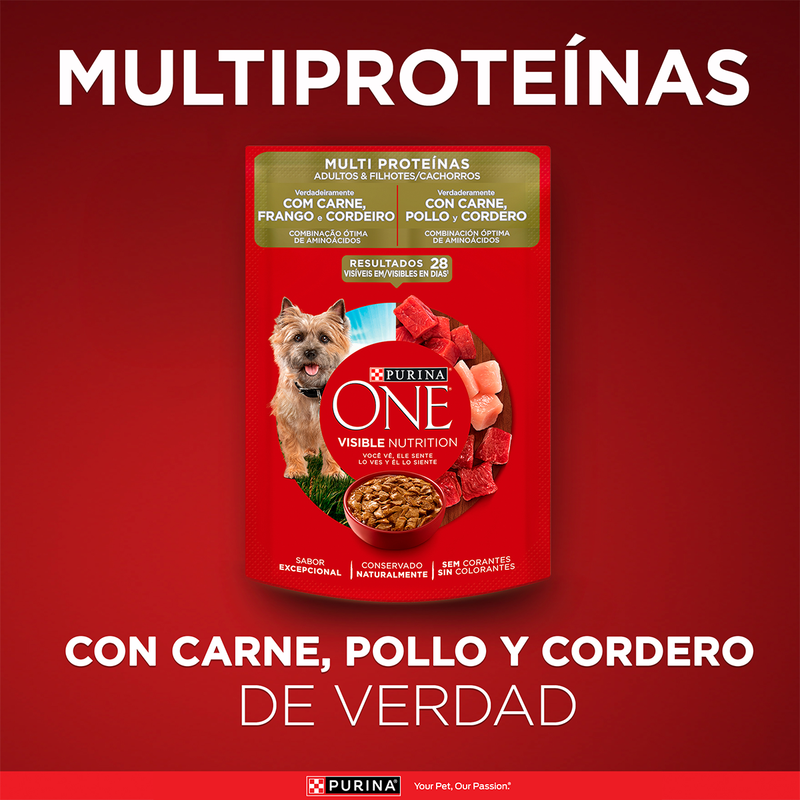 Purina One® Multi proteínas para perro con carne, pollo y cordero